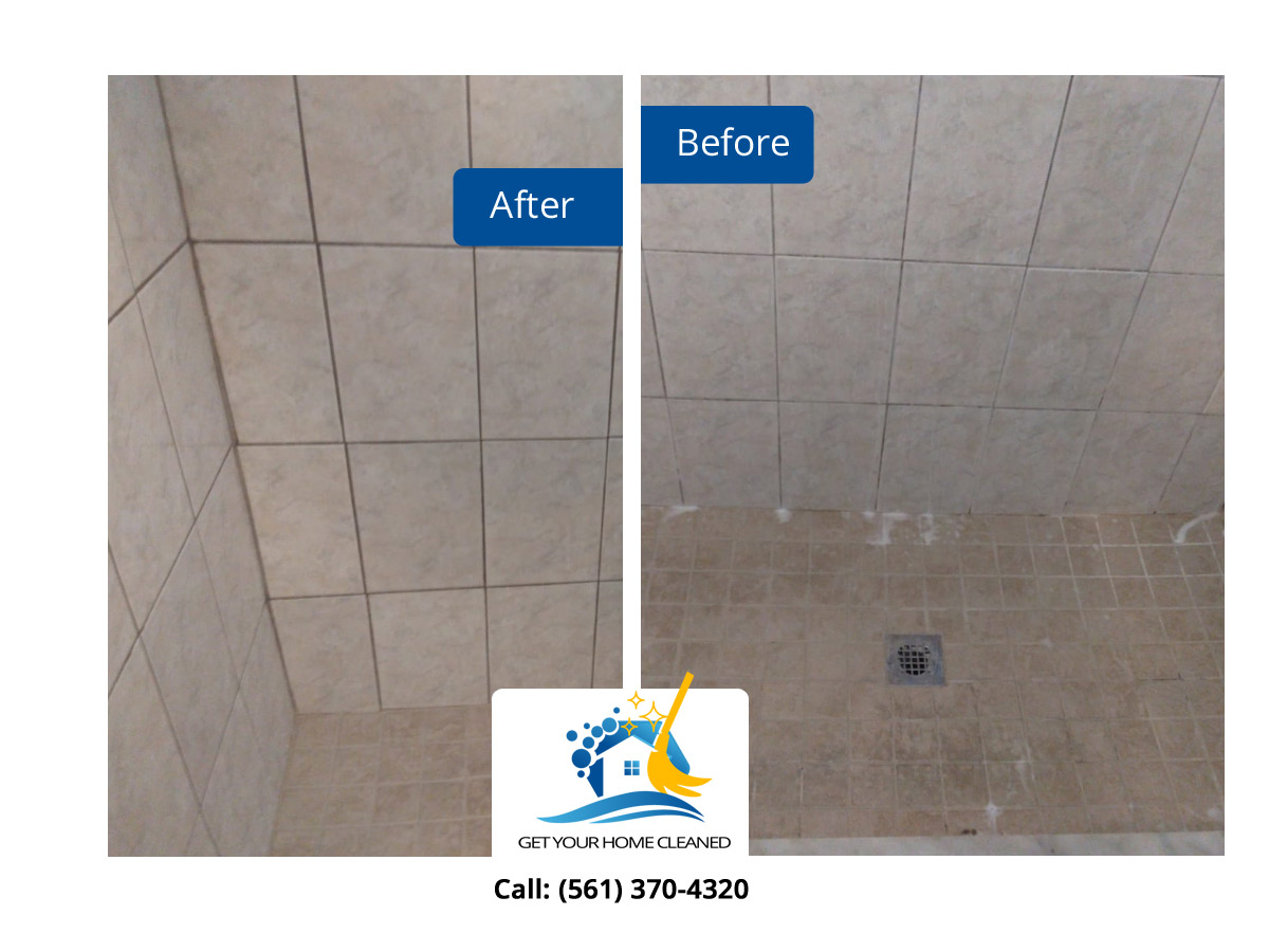 Shower Floor Cleaning - Before and After Pictures